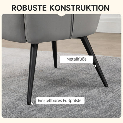 HOMCOM Relaxsessel mit Ottomane bis 120 kg Sessel mit Fußhocker, 2-teiliges Set, Grau