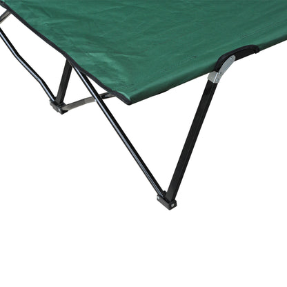 Outsunny Campingbett Klappbar für 2 Personen Feldbett Klappbett mit Tragetasche bis 136 kg belastbar Stahl Oxford Grün+Schwarz 193 x 125 x 40 cm