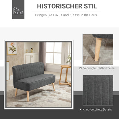 HOMCOM 2-Sitzer Sofa, weiche Polsterung, pflegeleichter Bezug, bis 150 kg, 117 x 56,5 x 77 cm, Hellgrau