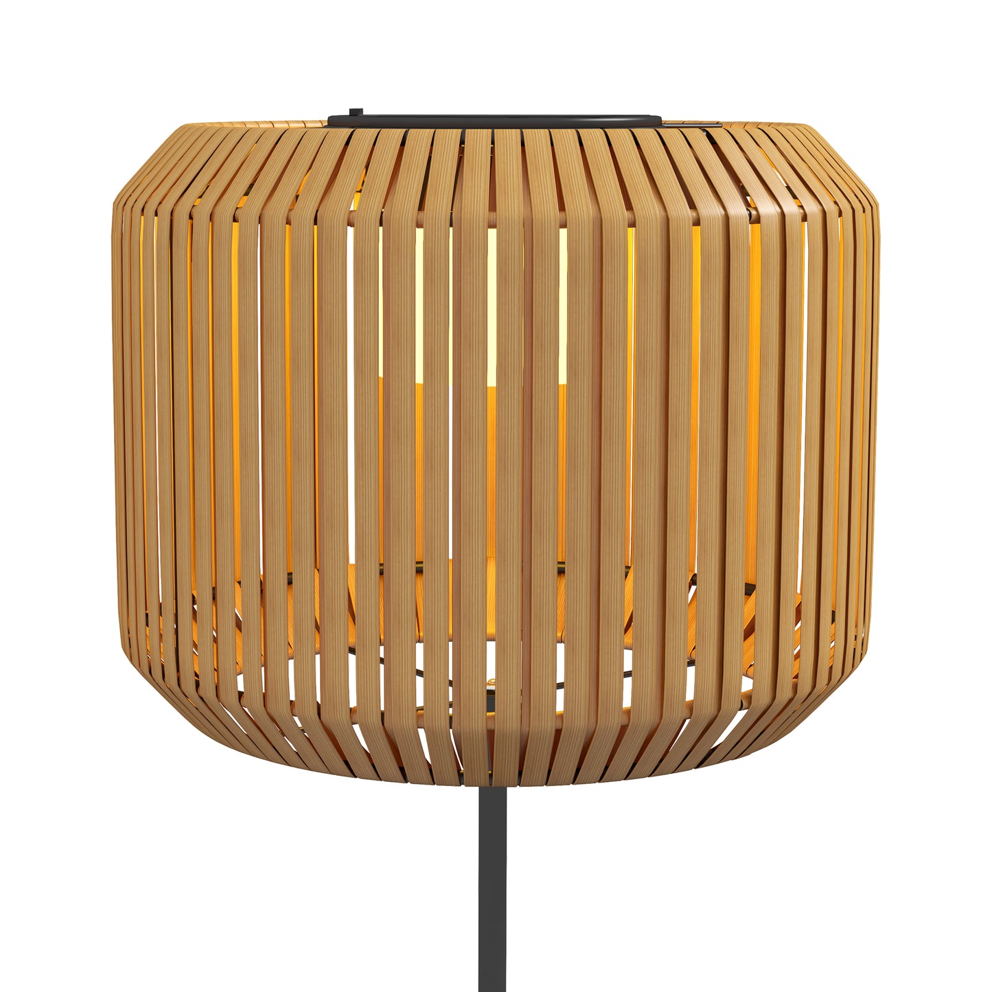Outsunny Rattan Außenleuchte, Solar Gartenlampe, Einschaltautomatik, LED, wetterfest, Metallrahmen, Ø34 x 130cm, Schwarz/Gelb