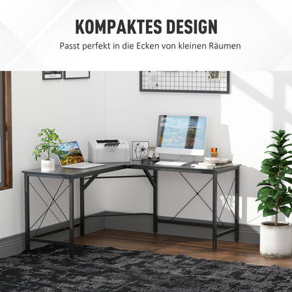 HOMCOM Computertisch Schreibtisch L-Form Eckschreibtisch Winkelschreibtisch MDF Schwarz 150 x 150 x 76 cm