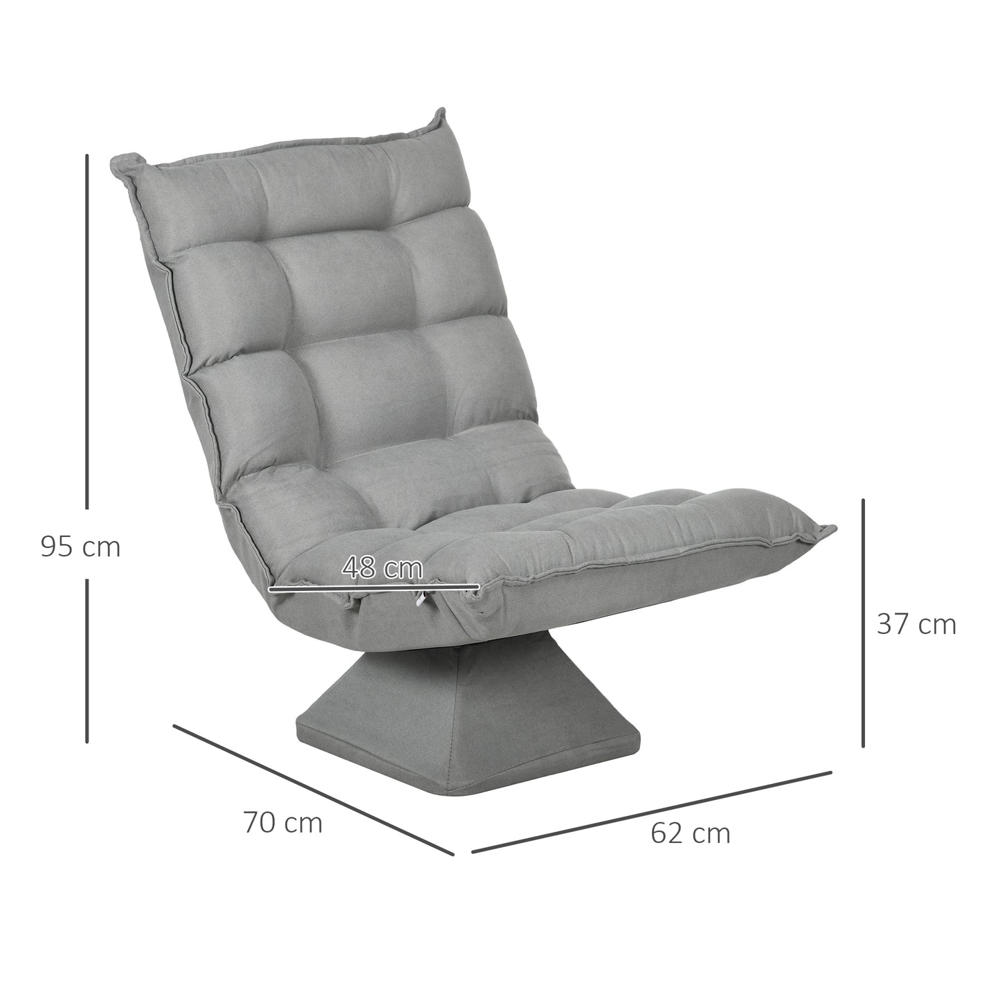 HOMCOM Relaxsessel Lesesessel, drehbar, Samtoptik, 62 cm x 70 cm x 95 cm, Hellgrau
