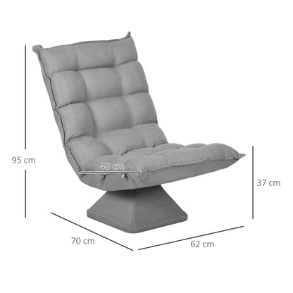 HOMCOM Relaxsessel Lesesessel, drehbar, Samtoptik, 62 cm x 70 cm x 95 cm, Hellgrau