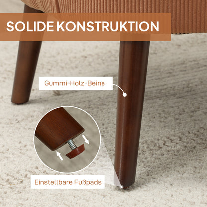 HOMCOM Moderner Armlehnstuhl، Gepolsterter Akzentstuhl mit Lendenkissen، Kautschukholzbeinen، Orange