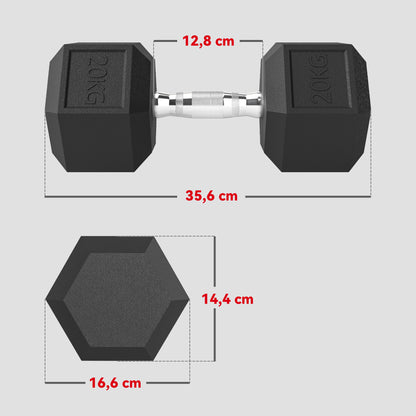 HOMCOM Hanteln mit gerändeltem Griff, Kurzhantel aus Gusseisen, 1 x 20kg, Kurzhanteln für Männer und Frauen, Dumbbell für Zuhause, Fitnessstudio, Krafttraining