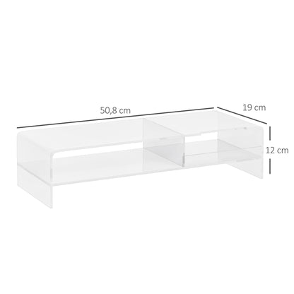 HOMCOM Monitorständer mit Tastaturfach, transparent, für Monitore bis 24 Zoll, 2 Etagen, Acryl, 50,8 x 19 x 12 cm