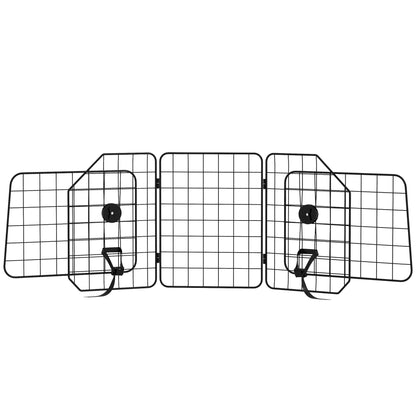 PawHut Autogitter für Hunde, verstellbar 93-150cm, klappbar, einfache Montage, Stahl, Schwarz