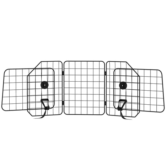 PawHut Autogitter für Hunde, verstellbar 93-150cm, klappbar, einfache Montage, Stahl, Schwarz