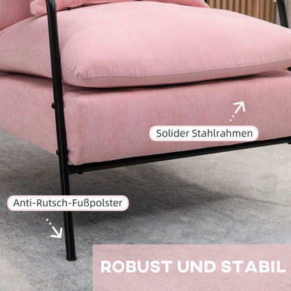 HOMCOM Sessel mit Ottomane, inkl. Kissen, 68 cm x 91,5 cm x 88 cm, Rosa