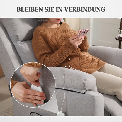 HOMCOM Elektrischer Aufstehsessel, Sessel mit Aufstehhilfe, Relaxsessel mit Schlaffunktion, Leinenoptik, 83 x 89 x 102 سم, غراو