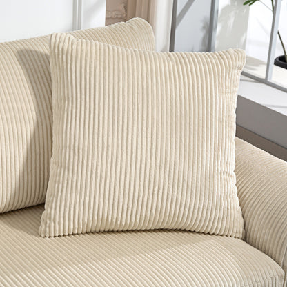 HOMCOM 3-Sitzer-Sofa mit Zierkissen, Cordsofa für Wohnzimmer, Schlafzimmer, 212 cm breit, Cremeweiß