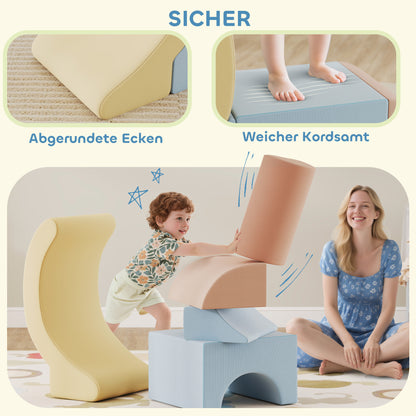 AIYAPLAY 5er-Set Schaumstoff-Kletterblöcke, Cordbezug, leichtes Gewicht, zum Bauen, Krabbeln, Klettern, Bunt
