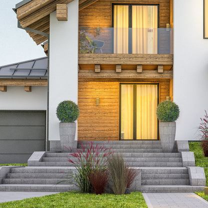 HOMCOM 2er-Set künstliche Pflanzen in Kugelform, UV-beständig, Kunstpflanzen für Indoor- und Outdoor-Bereich, 42 cm, Grün+Lila