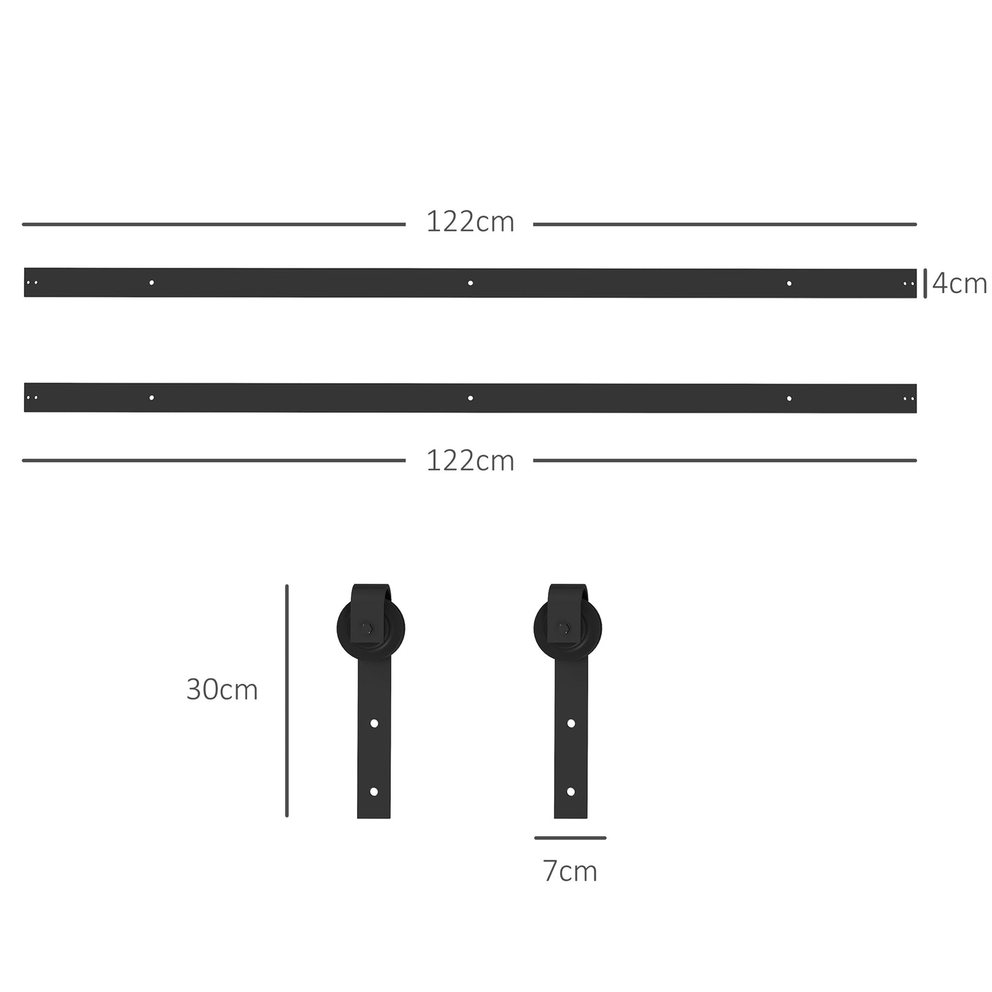 HOMCOM Schiebetür-Bausatz, leise & leichtgängig, für Holz- & Zementwände, 244cm, Stahl, Schwarz