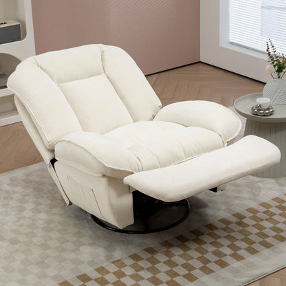 HOMCOM Relaxsessel, verstellbar, 104x100x102cm/164x76cm, Cremeweiß