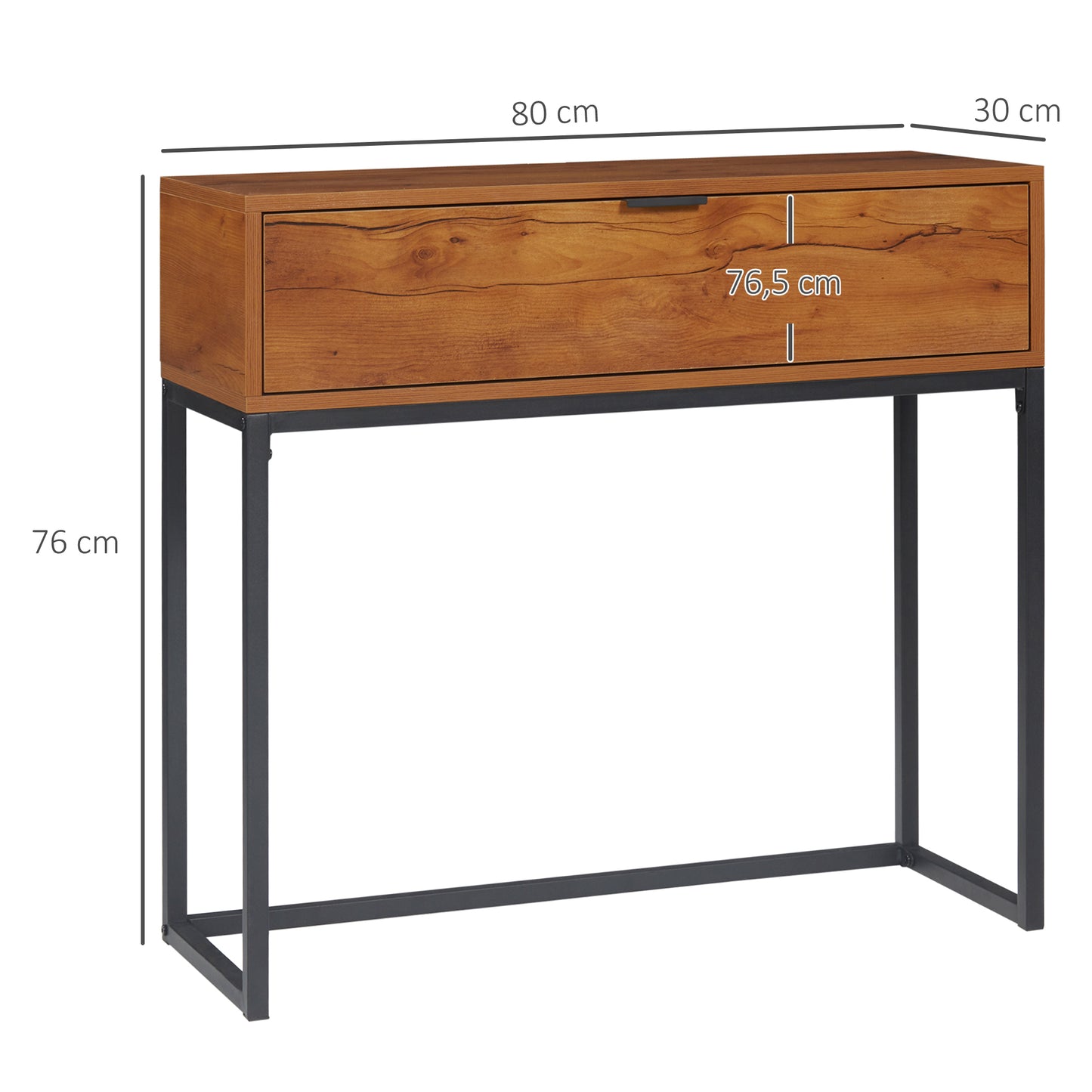 HOMCOM Konsolentisch im Industriedesign, Beistelltisch, Sideboard, 1 Schublade, Braun + Schwarz