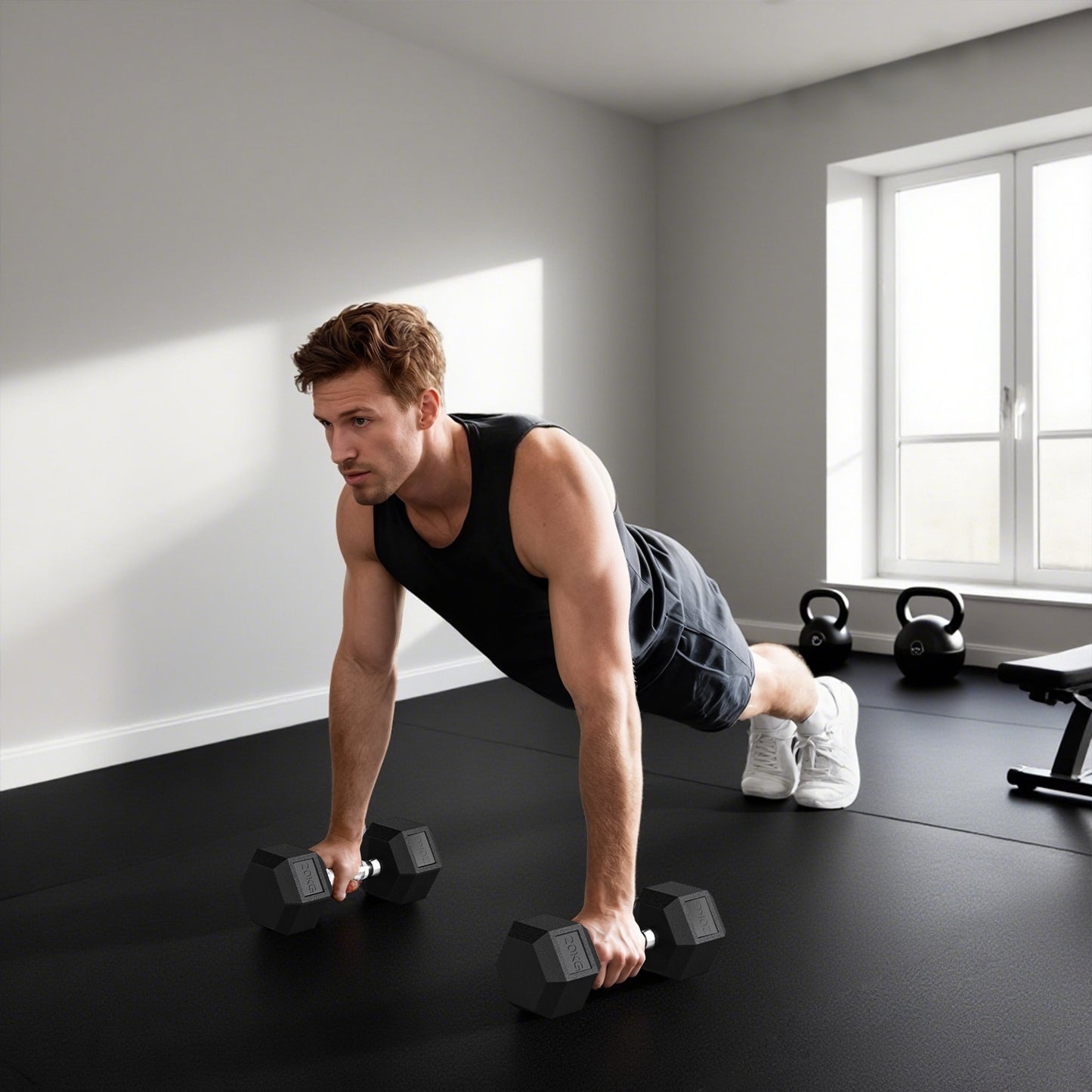 HOMCOM Hanteln mit gerändeltem Griff, Kurzhantel aus Gusseisen, 1 x 20kg, Kurzhanteln für Männer und Frauen, Dumbbell für Zuhause, Fitnessstudio, Krafttraining