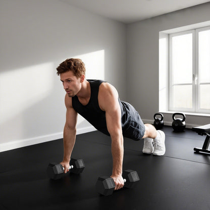 HOMCOM Hanteln mit gerändeltem Griff, Kurzhantel aus Gusseisen, 1 x 20kg, Kurzhanteln für Männer und Frauen, Dumbbell für Zuhause, Fitnessstudio, Krafttraining