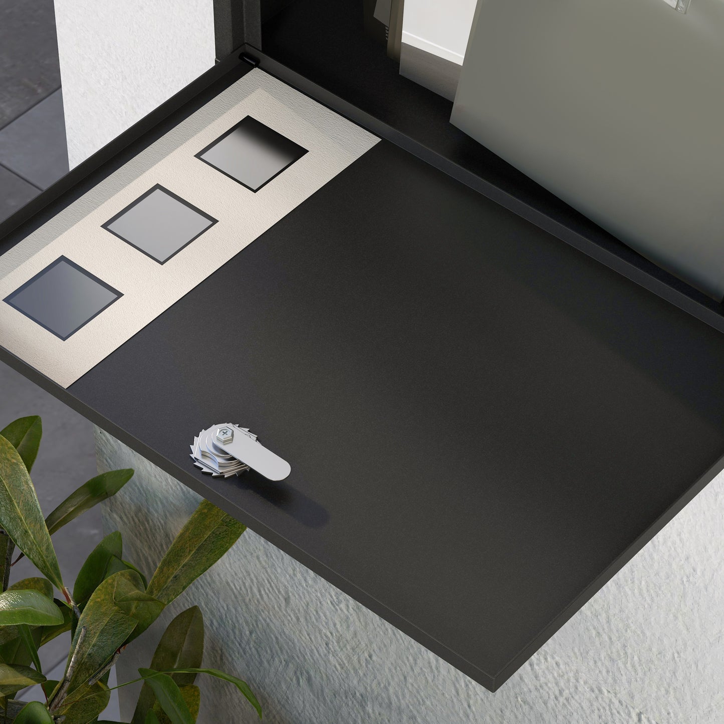 HOMCOM Briefkasten Metallbriefkasten, modern, abschließbar, 36,5 x 11,5 x 29 cm, Schwarz