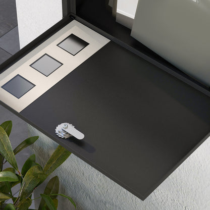 HOMCOM Briefkasten Metallbriefkasten, modern, abschließbar, 36,5 x 11,5 x 29 cm, Schwarz