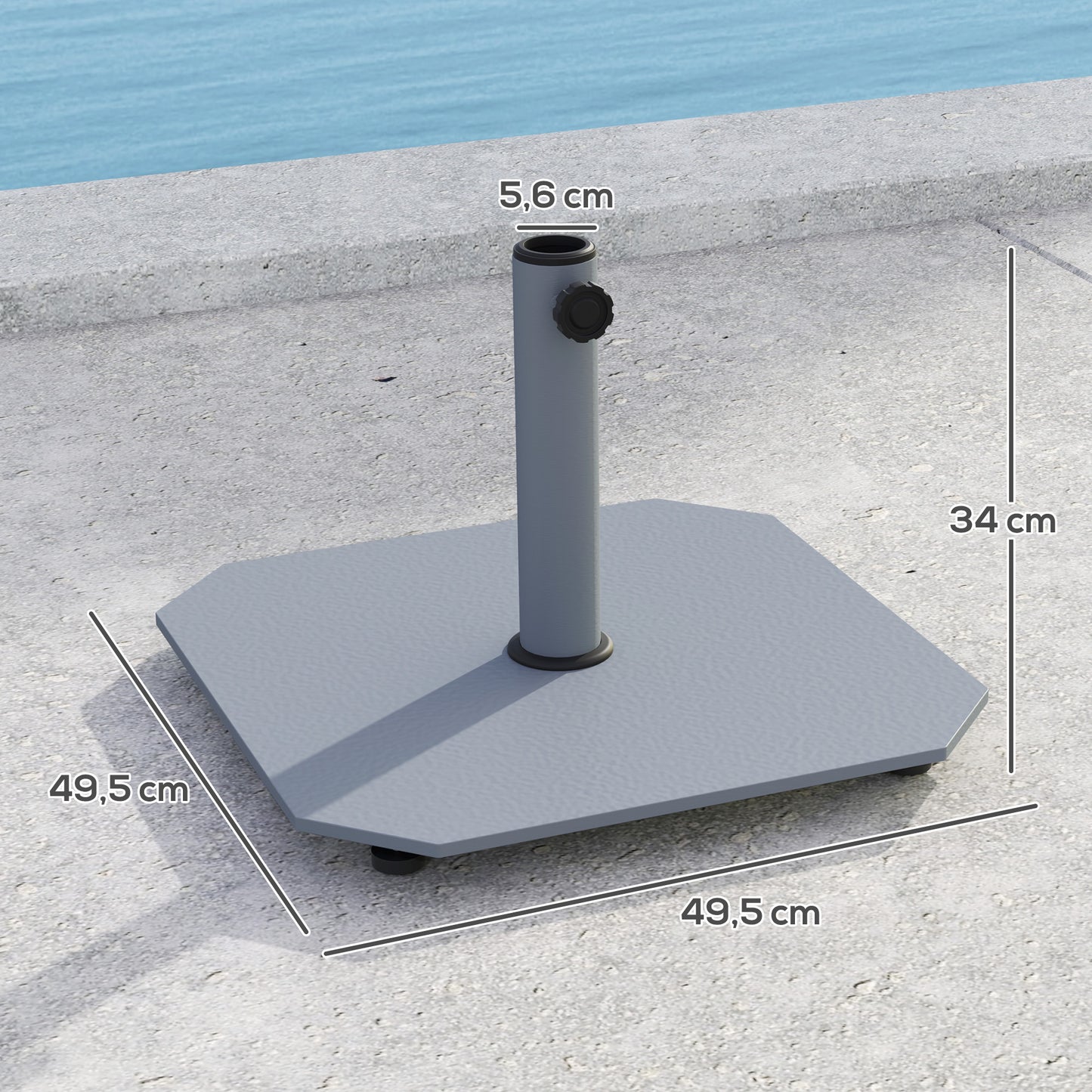 Outsunny Sonnenschirmständer aus Metall 18,5 kg Schirmständer, Quadratisch Schirmhalter für Sonnenschirm 32/38/48mm