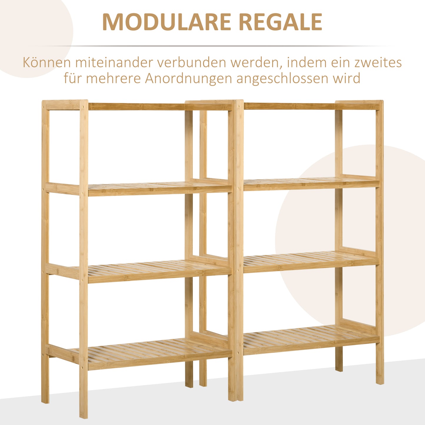 HOMCOM Standregal Bücherregal 4-stufiges Bambusregal Büroregal Lagerregal Aktenregal Küchenregal für Bad Küche Wohnzimmer Schlafzimmer Bambus Natur 62 x 33 x 112 cm