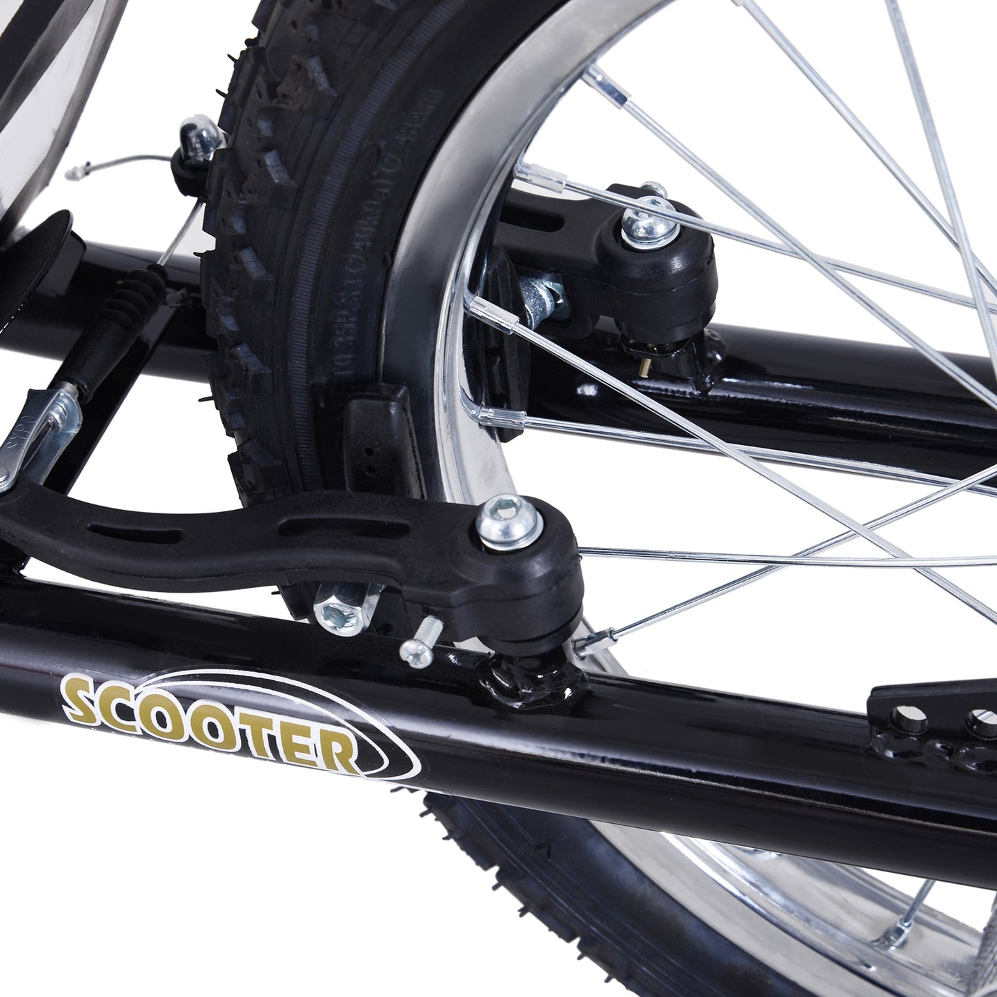 HOMCOM Kinderroller mit Luftreifen Kickscooter Scooter Tretroller Cityroller für Kinder Kickboard 16 Zoll ab 5 Jahre Höhenverstellbar Schwarz 143 x 58 x 92-100 cm