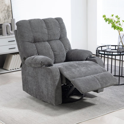 HOMCOM Relaxsessel mit Fußstütze, Liegesessel, drehbar, bis 150 kg, Stahlrahmen, 88x96x108cm, Dunkelgrau