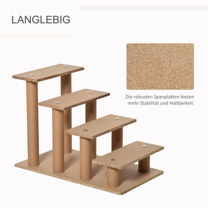 PawHut Hundetreppe 4-stuffig, 35 cm Katzentreppe für Bett und Sofa, Haustiertreppe für Hunde وKatzen bis 5 كجم، Plüschoptik، بيج