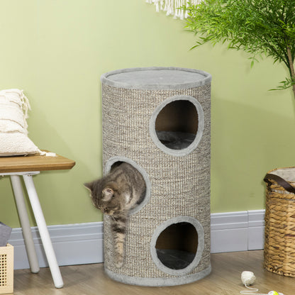 PawHut Kratztonne mit 3 Ebenen، inkl. Kratzfläche aus Sisalseil، Kratztonne für Katzen، 38 سم × 38 سم × 70 سم، هيلغراو