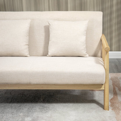 HOMCOM 2-Sitzer Sofa, Stoffbezug in Leinenoptik, kompakt, bis 200 kg, Holzrahmen, 123L x 69B x 74H cm, Beige