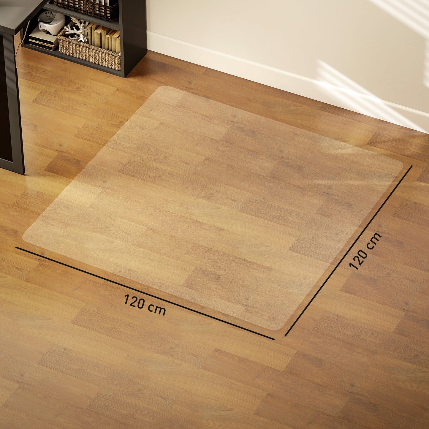 HOMCOM Bodenschutzmatte, rutschfest, 1,5mm dick, 120x120cm, Transparent