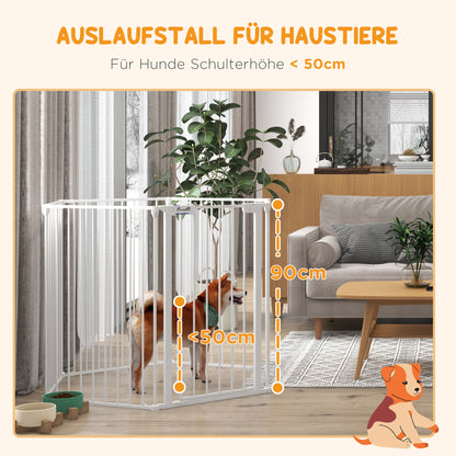 PawHut Welpenauslauf, modulares Design, klappbar, Stahlrahmen, für Innen, weiß, 90 x 123 x 102cm