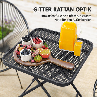 Outsunny Gartentisch klappbar 70 x70 cm, Wetterfest Balkontisch Klapptisch mit Ausschnitt-Design quadrarisch Schwarz