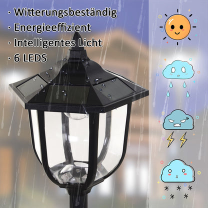 Outsunny Solar LED Gartenlaterne, Laterne aus Kunststoff, Außenleuchte für Innen und Außen 177 cm hoch, Gartenleuchte, 30/60 Lumen, für Garten Balkon Deko Schwarz