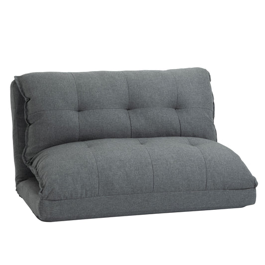 HOMCOM Tiefer Relaxsessel, 13 Positionen, Leinenoptik, Metallstruktur, 100 x 71 x 54 cm, Grau