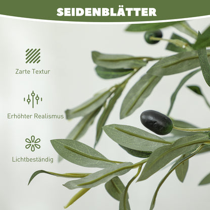 HOMCOM Kunstpflanze، Künstlicher Olivenbaum، 150 سم، 720 Blätter، 40 Oliven، مثبت Blumentopf، Dekorationspflanze، Grün
