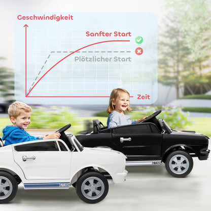 AIYAPLAY Kinder Elektroauto 12V Kinderauto mit 2,4 GHz Fernbedienung, 2 Motor Hupe, LED, Musik Weiß