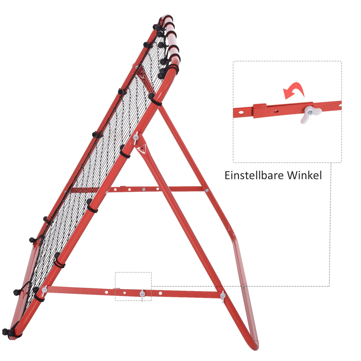HOMCOM Rebounder für Fußball, 84 x 84 cm Fussball Rebounder mit stufenlos verstellbarem Winkel, Kickback Rückprallwand Fußballtor für Jugendliche Schuss-, Pass- und Ballannahmetraining Rot