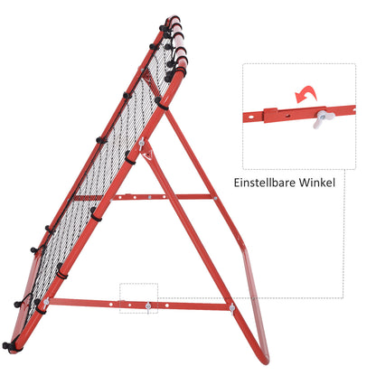 HOMCOM Rebounder für Fußball, 84 x 84 cm Fussball Rebounder mit stufenlos verstellbarem Winkel, Kickback Rückprallwand Fußballtor für Jugendliche Schuss-, Pass- und Ballannahmetraining Rot