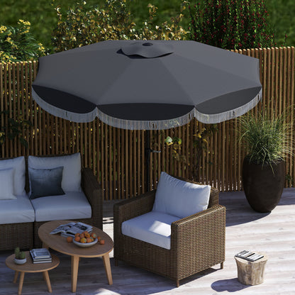 Outsunny Sonnenschirm Ø269 cm, UV Schutz Sonnenschirm achteckig Balkonschirm Sonnenschutz für Garten, Dunkelgrau