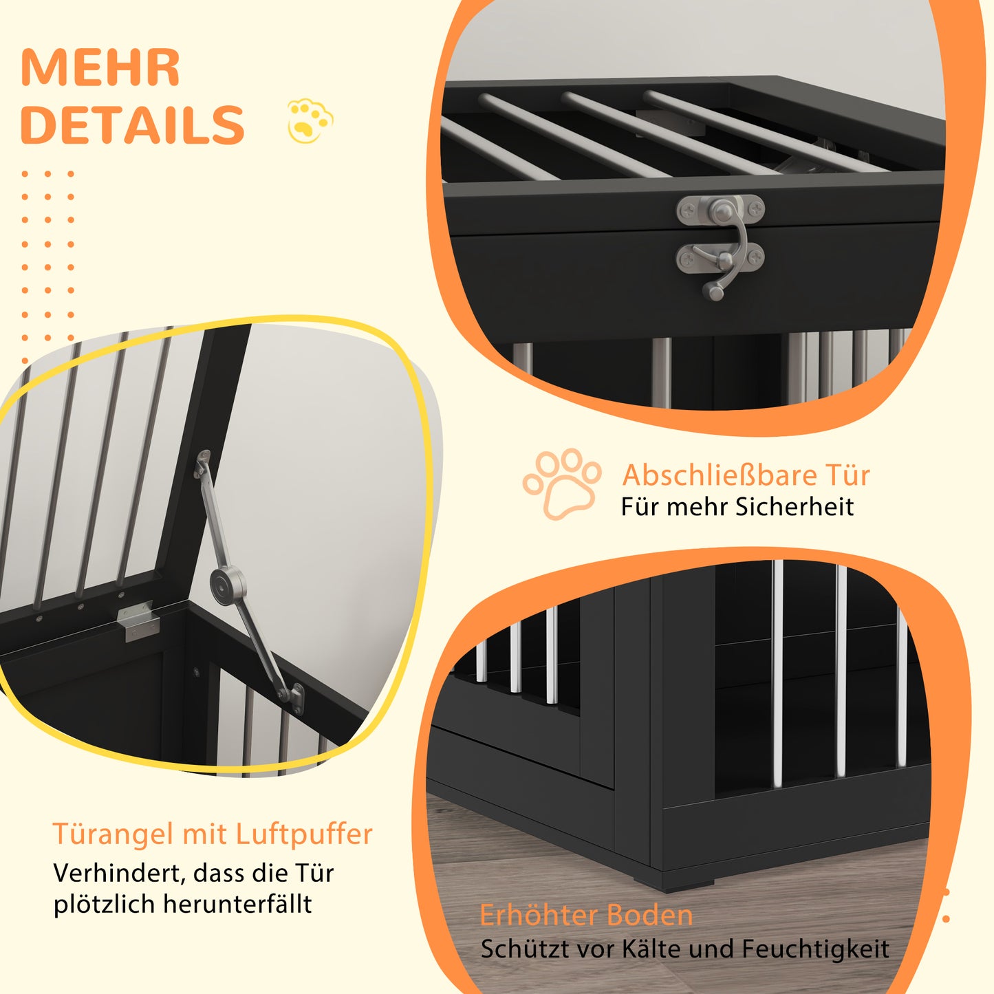 PawHut Hundekäfig Hundebox Hundetransportbox، 2 Türen، verriegelbar، Stahlgitter، 80 سم × 50 سم × 56,5 سم، أسود