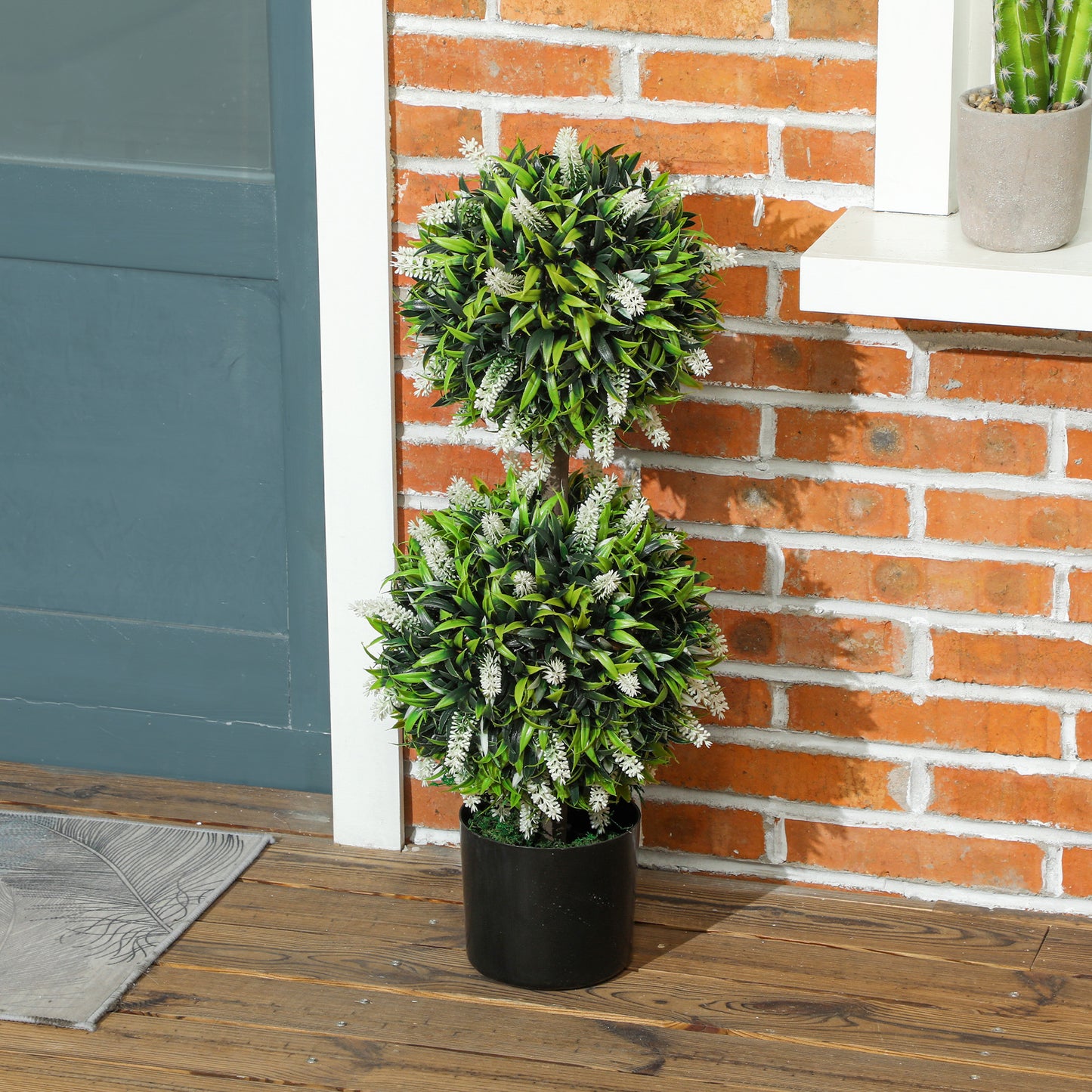 HOMCOM 2er-Set Künstliche Pflanzen, UV-beständige Kunstpflanze im Blumentopf, 70 cm Zimmerpflanze für Wohnzimmer, Garten