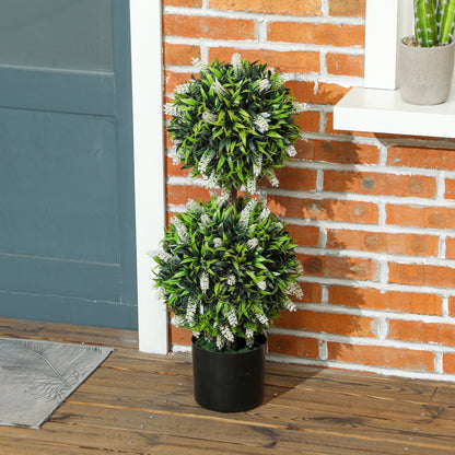 HOMCOM 2er-Set Künstliche Pflanzen, UV-beständige Kunstpflanze im Blumentopf, 70 cm Zimmerpflanze für Wohnzimmer, Garten