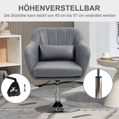 HOMCOM Drehstuhl, höhenverstellbarer Bürostuhl، بوليستر، معدني، 60 × 60 × 79-91 سم، Dunkelgrau