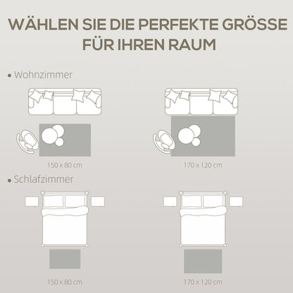 HOMCOM Teppich Wohnzimmerteppich im Modern Stil, waschbar Flächenteppich 150 x 80 cm Dunkelgrau