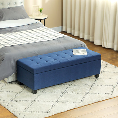 HOMCOM Sitzbank mit Stauraum, Ottomane, Flurbank, Knopfheftung,125,1 cm x 48,9 cm x 41,3 cm, Blau