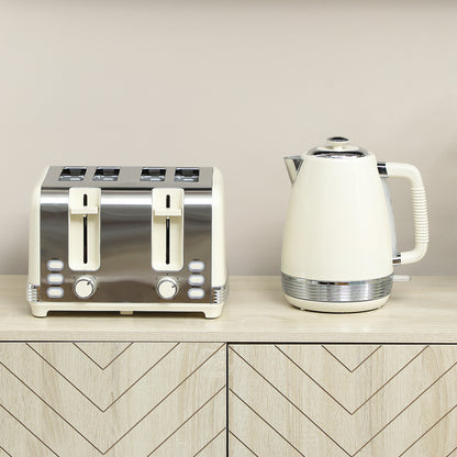 HOMCOM Wasserkocher- und Toaster-Set, 1,7 L, 2200W, Strix Thermostat, Filter, 4-Schlitz-Toaster, 7 Bräunungsstufen, Krümelfach