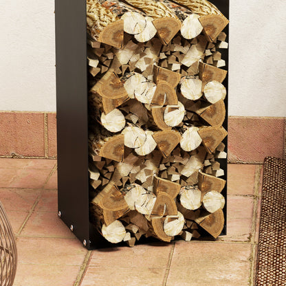 Outsunny Feuerholzgestell، 2 Tragegriffe، Stahlrahmen، مكرر 30 كجم، 37x30x90 سم، شوارتز