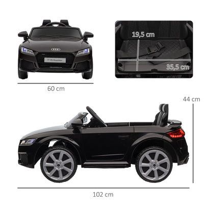 HOMCOM Kinder-Elektroauto Audi, mit 2,4G Fernbedienung, Musik, Hupe, LED, USB, für Kinder 3-5 Jahre, Schwarz